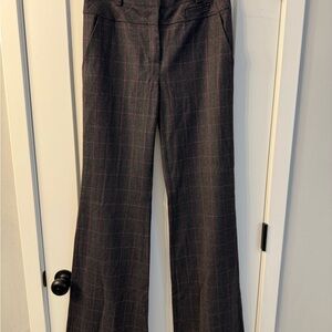 Diane Von Furstenberg Gray Plaid Boot-Cut Pants with Pink Windowpane